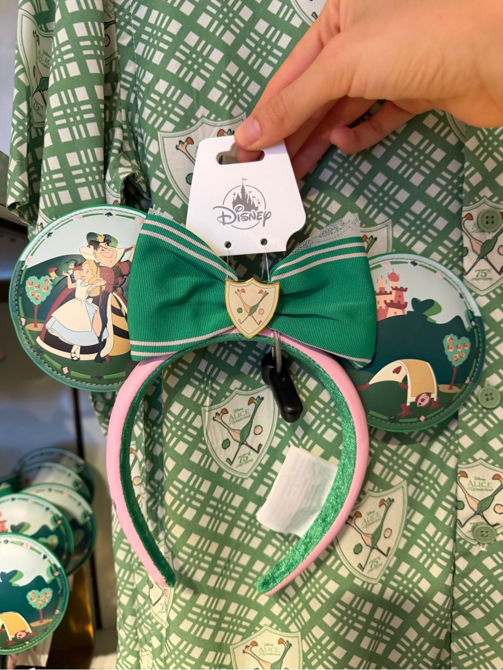 Disney Alice-Inspired Green & Pink ears Bow Headband